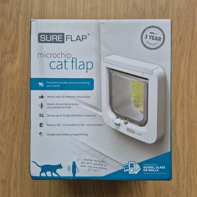 SureFlap Mikrochip Katzenklappe geöffnet unbenutzt im Karton erkennt Mikrochip SUR001