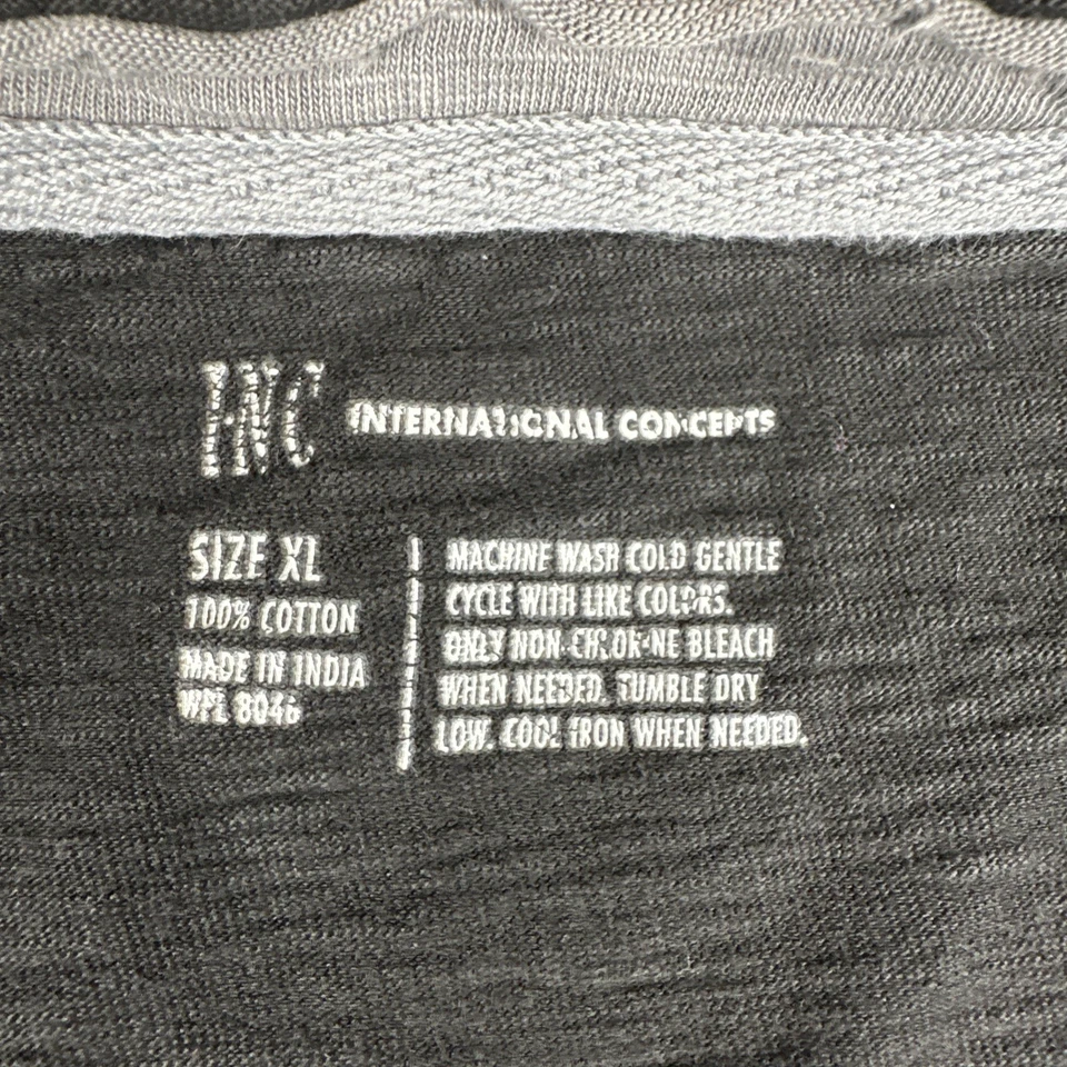 INC Long Sleeve Henley Men's Size XL Black Snap Button Grunge Distressed Hot Guy - Image 4 of 4