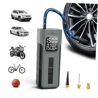 Tire Inflator Portable Air Compressor, 1 Min Fast Inflation Cordless Bike Grey