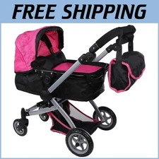 Pink Doll Stroller with Convertible Seat & Durable Design - Ideal for Playtime