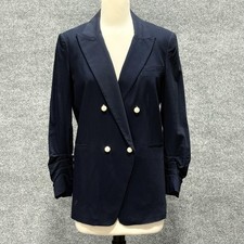 Veronica Beard Blazer Womens 8 Navy Batista Dickey Jacket Pear Button Career