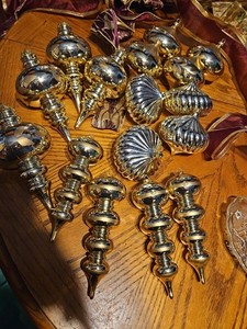 140 Pcs Christmas Decoration Lot Poinsettas Pine Cone Gold Silver Ornaments