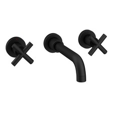 Osaka Wall Mounted 3 Hole Basin Mixer Tap Matt Black NEW from Victorian Plumbing