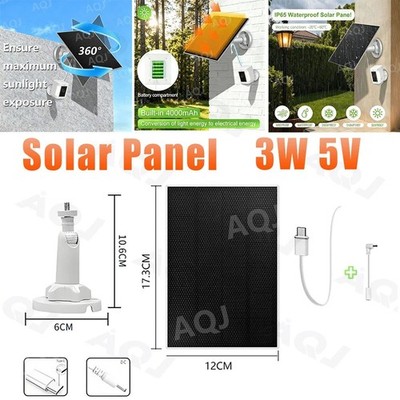 Solar Panel Charging for Outdoor Ring Security Camera Doorbell Battery Charger