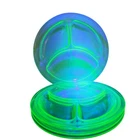 Vintage Set of 4 Depression Uranium Vaseline Glass Green Divided Plates 9"
