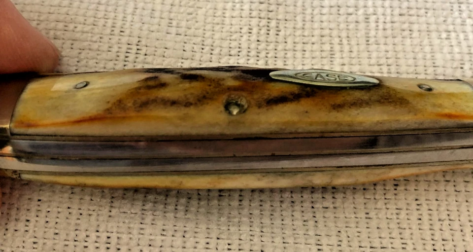 Case Blue Scroll Stag Knife 5254 SSP 3-Dot 1977 Trapper - Image 2 of 4