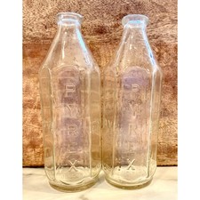 Vintage Set of 2 Pyrex Glass Baby Bottle 8 oz. Hexagon Shape Made in USA