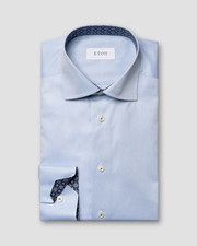 Eton Blue Signature Twill Shirt - Medallion Contrast Details 16.5 42 Slim Fit