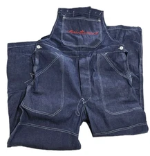 Vintage Overalls Mens 38 x 32 Bibs Selvedge Denim USA 70s First National Stores