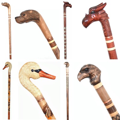 Walking Stick Cane handmade carved wooden  - Knob handle canes