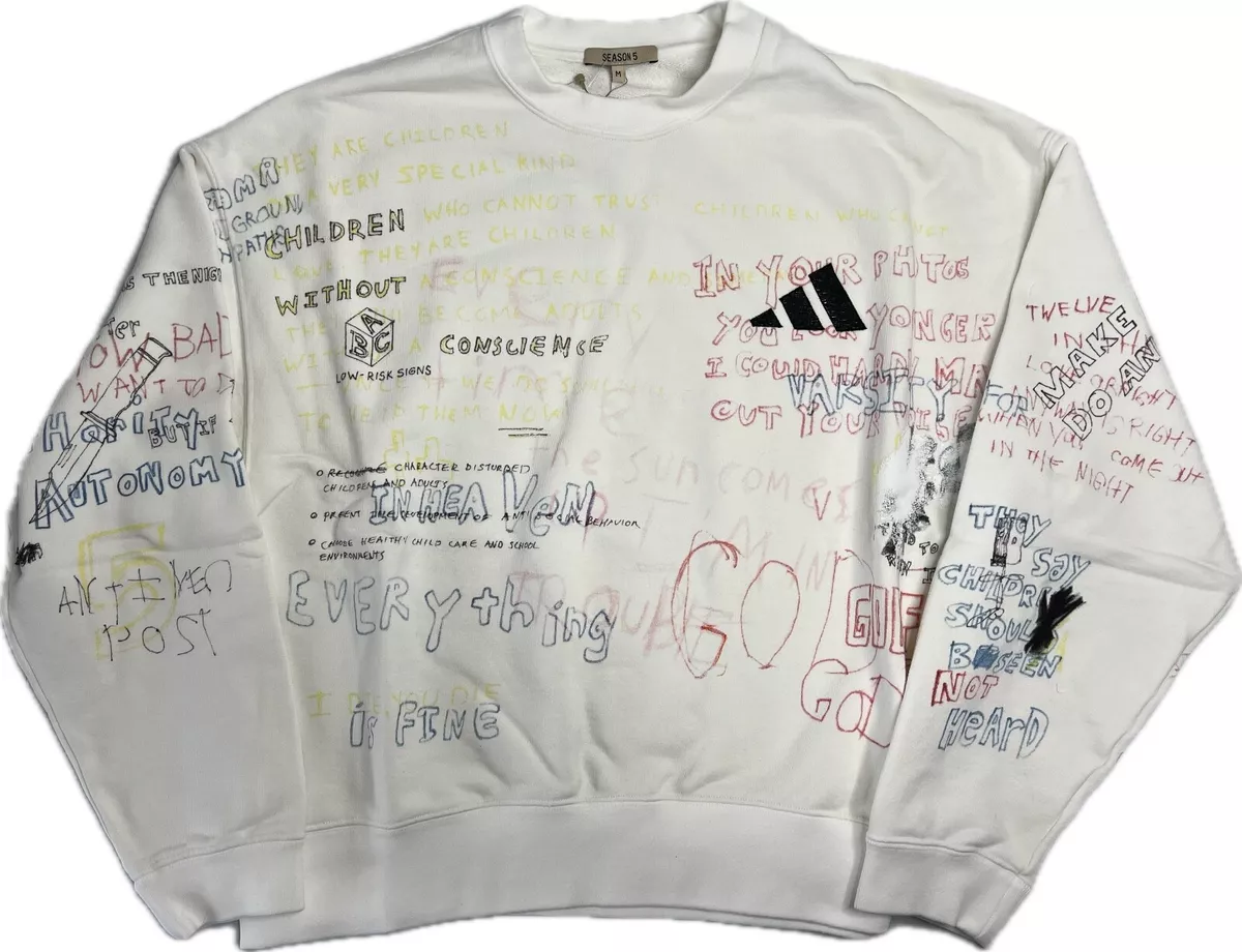 Adidas x Yeezy Season 5 Arctic Crewneck Scribble Handdrawn Sweatshirt New  Medium