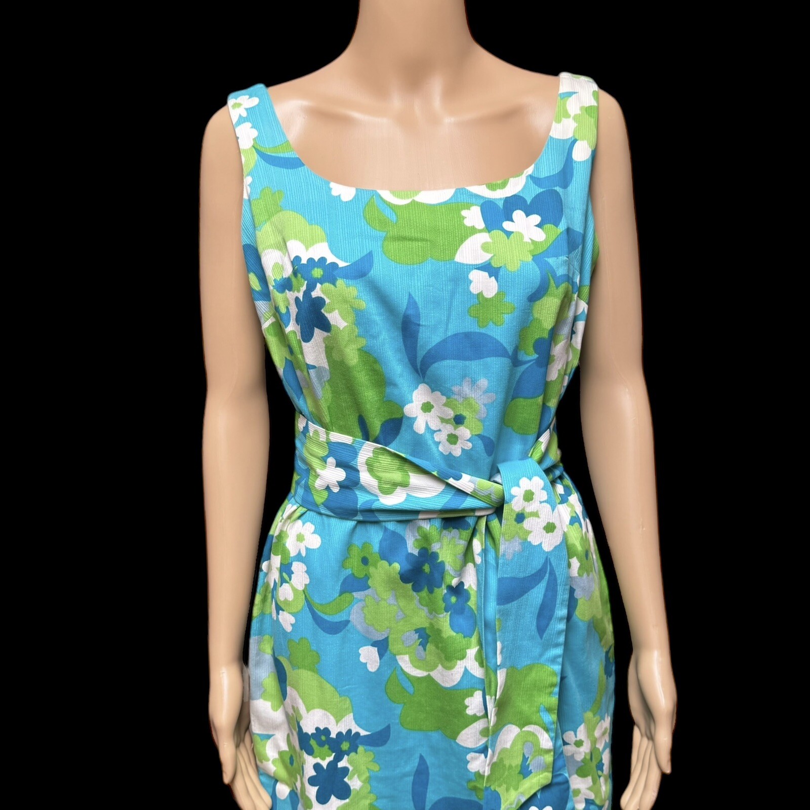 70s Kamehameha Hawaiian Maxi Dress Blue Tropical Flower Aloha Luau ...