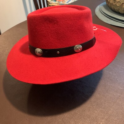 Cowgirl Hat Vintage Rockmount Ranchwear Womens Red Fitted Wide Brim Size 6 7/8 VTG Rockmount Ranch Wear Cowboy Cowgirl Hat 100% Wool Red  main image 2