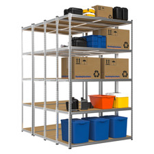 4 x Galvanised Shelving | Garage Unit Storage Racking Heavy Duty Shelves 200kg