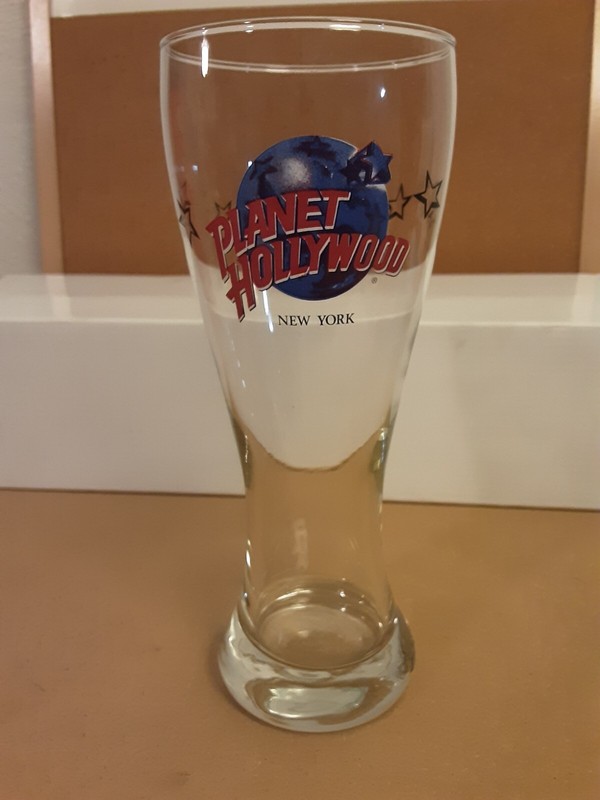 Mint 1990's Planet Hollywood New York Logo 8-1/2" Tall Pilsner Beer Glass NY NR