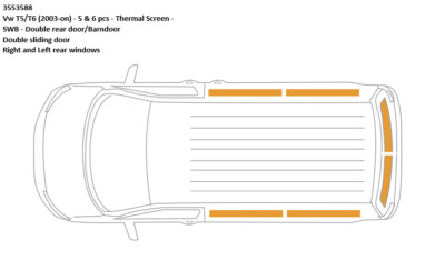 VWT5 / T6 SWB Thermoschutz Komplettset 2 Schiebetür + Scheunentür