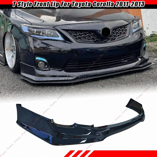 For Toyota Corolla 2011-2013 T Style Front Bumper Lip Chin Spoiler Gloss Black