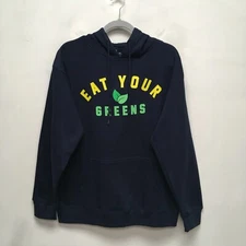 Anderson Bros Mens Navy Drawstring Graphic Eat Your Greens Pullover Hoodie M