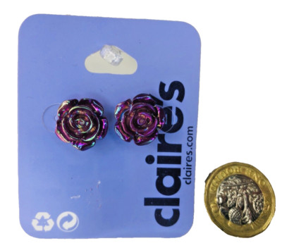 Earrings Purple Rose Flower Claires Claire's New Jewellery ra