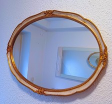 Hochwertiger Barockstil Wandspiegel Holz gold/creme 70x50x4 Prunk Erbstück