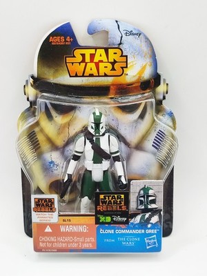 2014 KENNER HASBRO STAR WARS 3,75'' FIGUR REBELS SL15 CLONE COMMANDER GREE -MOSC
