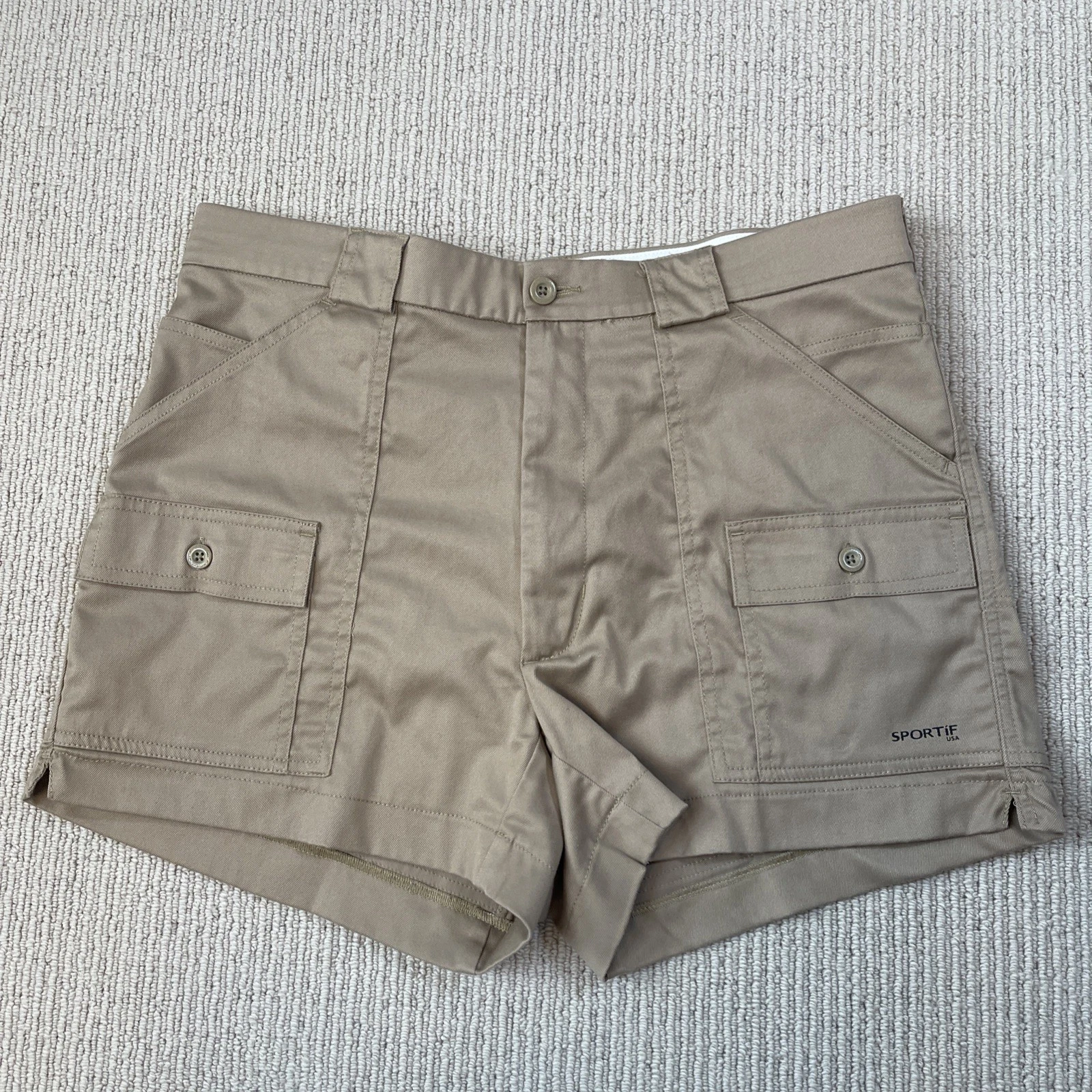 Sportif USA Men’s 36 Lauderdale Cargo Shorts Khaki Tan Tropical Stretch