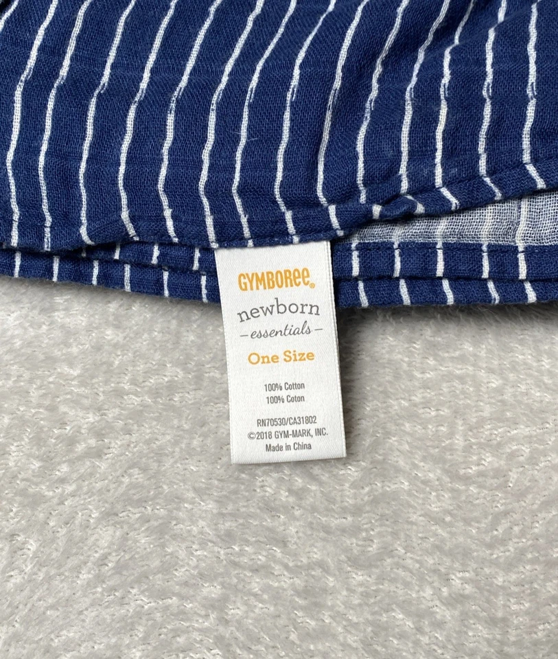 Gymboree Manta Bebé Rayas Azul Marino Blanco Envoltura Algodón Muselina Lovey 40x40" Foto 3 de 4