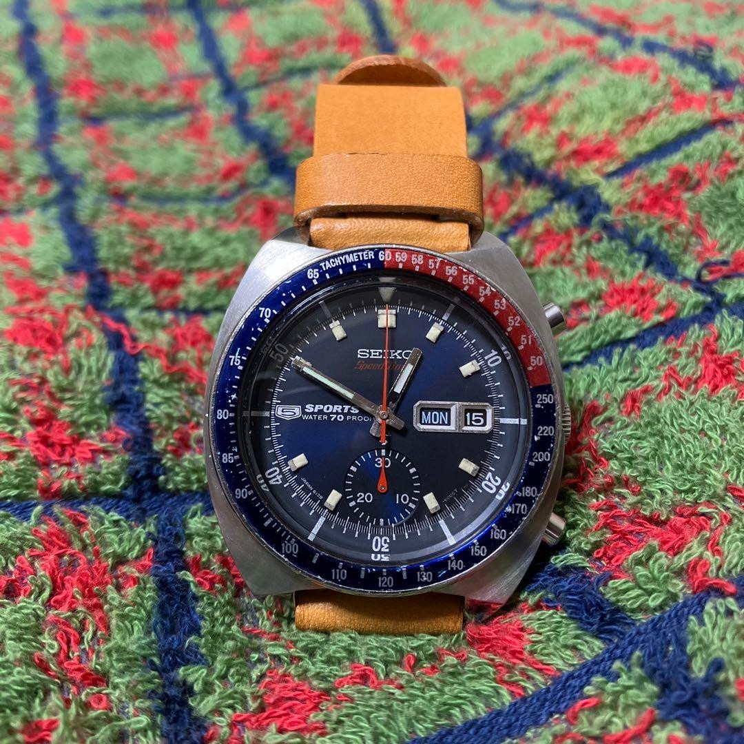 SEIKO 5スポーツ 6139-6000 Speed-Timer ペプシベゼル SEIKO Speed Timer 6139-6000 1969 Auto Chronograph Pepsi Bezel Good