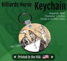 Billiards Horse KEYCHAIN Double Sided Circle USA Print
