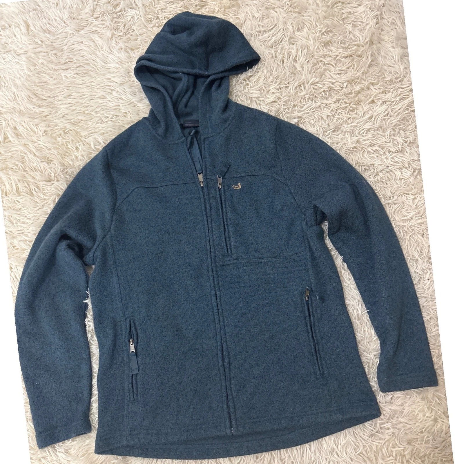 Southern Marsh Fleece Full Zip Hoodie Jacket Teal Mens Medium Duck Logo Outdoor