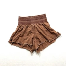 Sz M Womens Teens American Original Rewash Brand Terra Cotta Shorts Linen Rayon