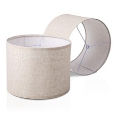 2 PCS Beige Drum Lamp Shades Spider Fitter Modern Fabric Fits 13x13x10 Inch