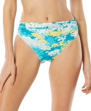 Carmen Marc Valvo Classic Shirred Waist Bikini Bottom - Blue