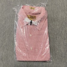 Paul Stuart Shirt Mens Large 100% Linen Long Sleeve Red COOPER Gold Label Luxury