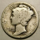 1916 P Mercury Dime AG - G   "Actual Coin Pictured - Appears Cleaned"