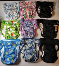 Pack Of 9 WEGREECO XL Washable Female Dog Diapers Waistline 17.5 to 27 Inches