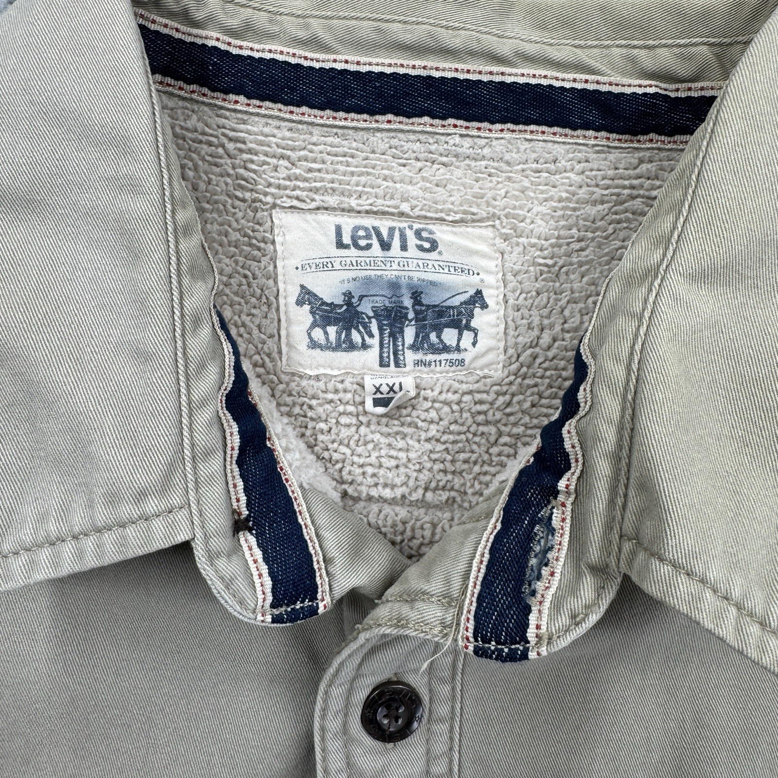 Men’s Levi Jacket Khaki Winter Coat RN#117508, Lined, Cotton Jacket XXL 2XL thumbnail 3