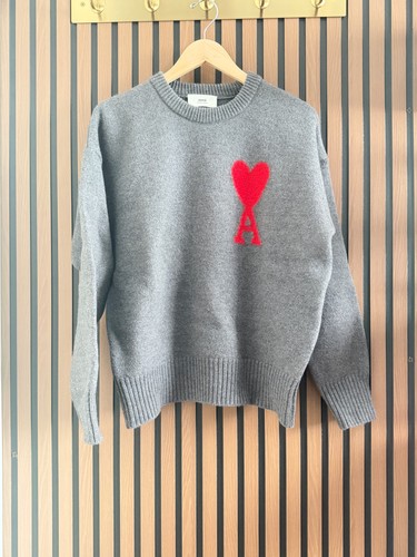 AMI PARIS Grey Ami de Cœur Sweater. Size S.