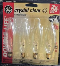 GE Crystal Clear 40W Decorative Candelabra Bulbs CA Type 4 Pack 49590 2x Life