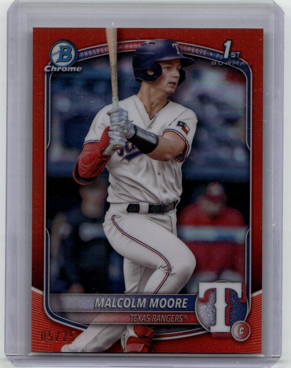 2025 Bowman #BCP-129 Malcolm Moore Chrome Prospects Orange Refractor #/25