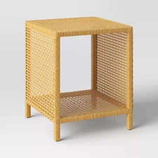 Square Weybridge Shelf Patio Accent Table Brown - Threshold