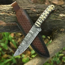 11.4" Damascus Steel Blade Custom G10 Handle Hunting Handmade Survival Knife