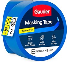 GAUDER Blue Painters Tape 48mm x 50m for Sharp Edges, DIY, Art, Automotive