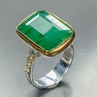 Jewellery 24 ct+ Natural Green Beryl Ring 925 Sterling Silver Size 7.25 /R481456