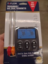 Taylor Programmable Dual Probe Digital Grill Food Thermometer Stainless Steel