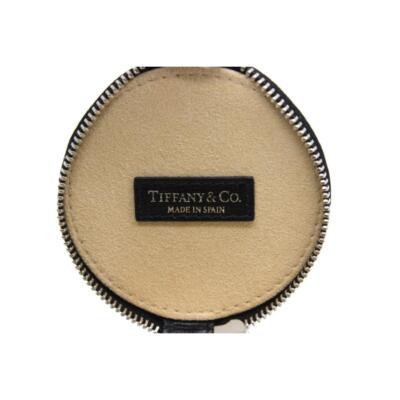 Tiffany & Co Jewelry Case Black Leather Round Zip Accessory Tiffany & Co Jewelry Case Black Leather Round Zip Accessory