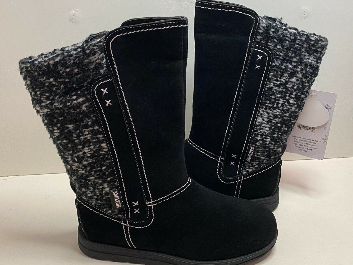 New Muk Luks Women's Stacy Fashion Winter Mid Calf Zip Boots Ebony