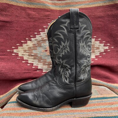 Tony Lama Segar Black Leather 12” Western Cowboy Boots Men's 8.5