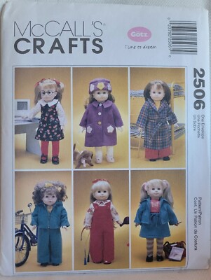 McCalls #2506 Doll Sewing Pattern 18 inch Doll Clothes Overalls, Jacket, Coat
