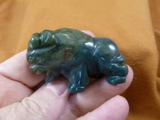 (Y-BUF-732) green fancy Jasper BUFFALO ranch bison gemstone figurine statue